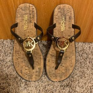 Michael Kors Charm Jelly Flip Flops Cork Bottoms